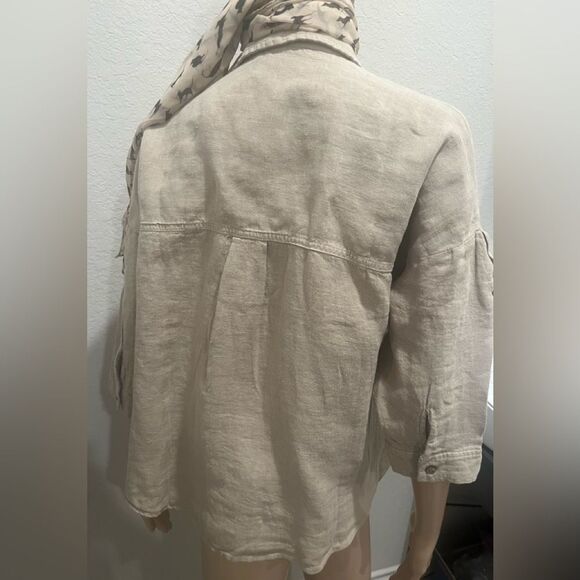 Nwt Kut from the kloth linen tan( stone) shirt 100% linen. - Picture 5 of 6